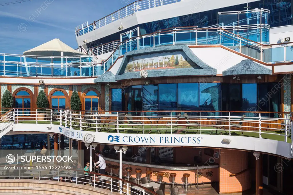 An outdoor deck on the cruise ship Crown Princess
