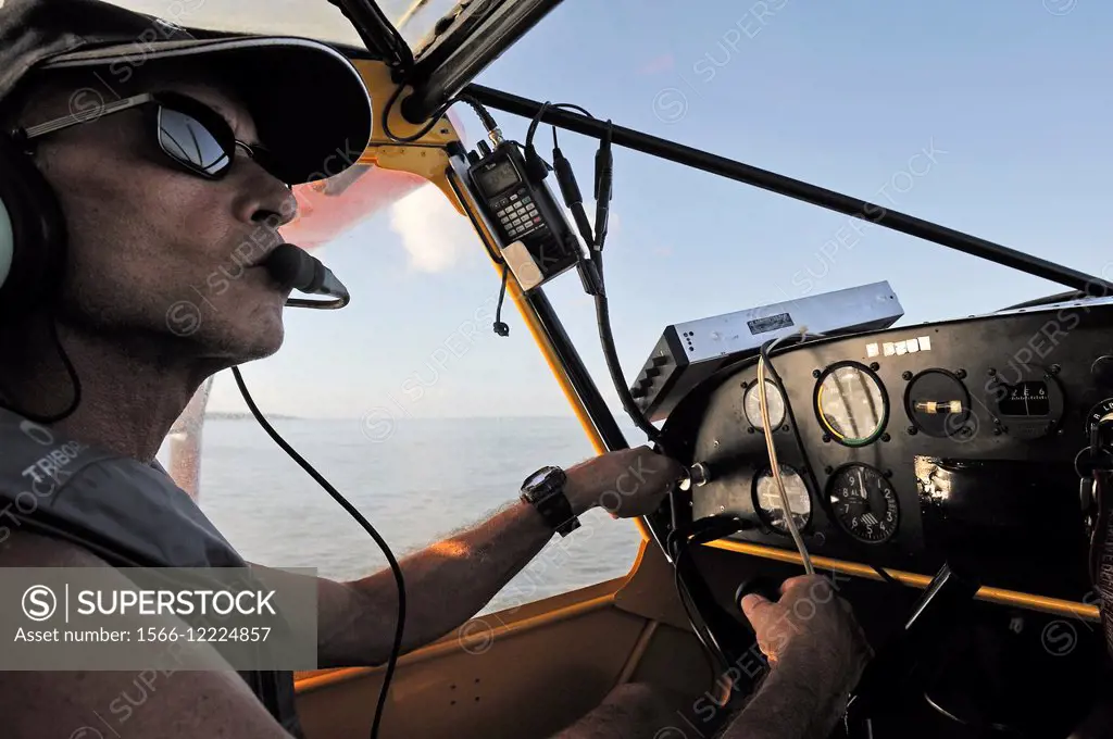 pilot of hydroplane, Guadeloupe, overseas region of France, Leewards Islands, Lesser Antilles, Caribbean.
