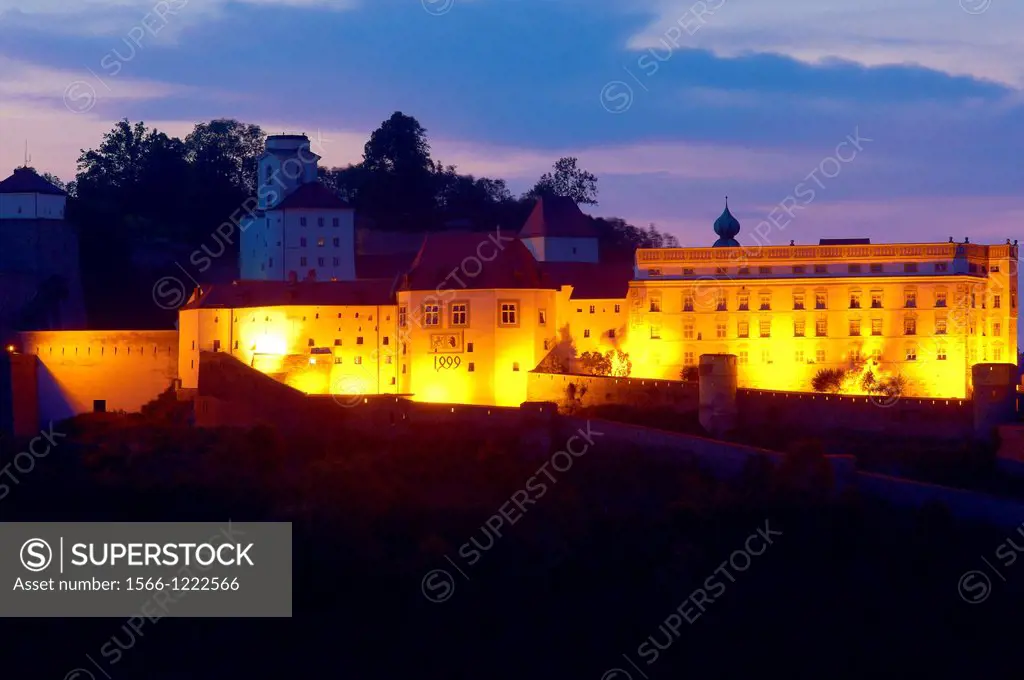 Passau, River Inn, Veste Oberhaus fortress, Lower Bavaria, Bavaria, Germany, Europe,