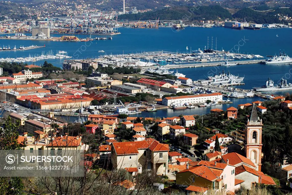 View of the city and the port of La Spezia, Liguria, Italy