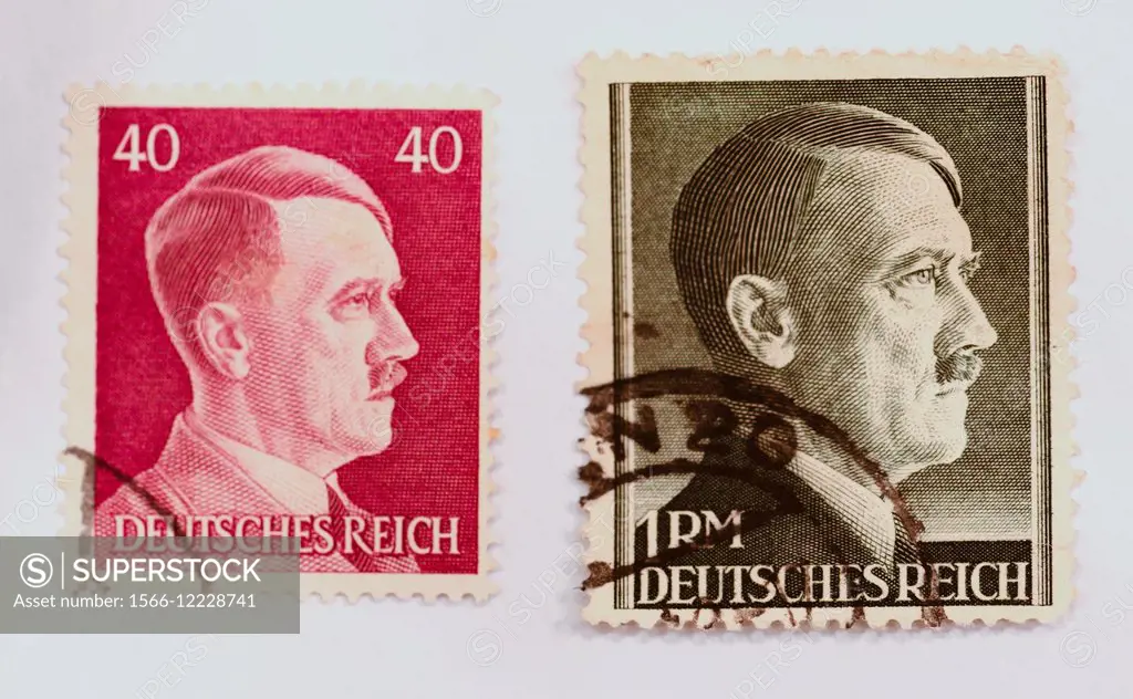two german stamps with adolf hitler