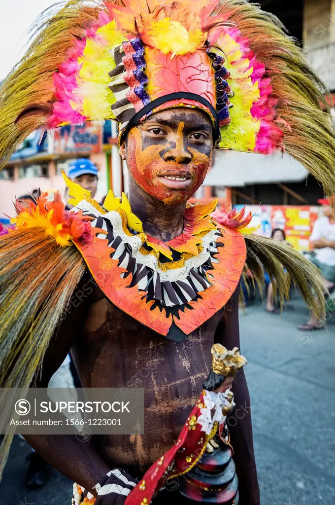 Participants of the parade during the celebration of Dinagyang in homage to ´The Santo Niño´, the patron saint of many Philippino cities  Iloilo, Phil...