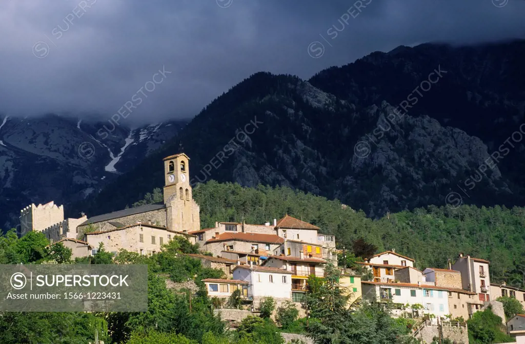 Saint Saturnin church, Village of Vernet les bains, Eastern Pyrenees, Languedoc Roussillon, France