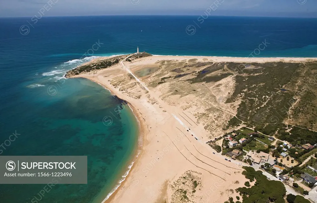Trafalgar´s lighthouse  Caños de Meca coast Cádiz Spain Aerial view.