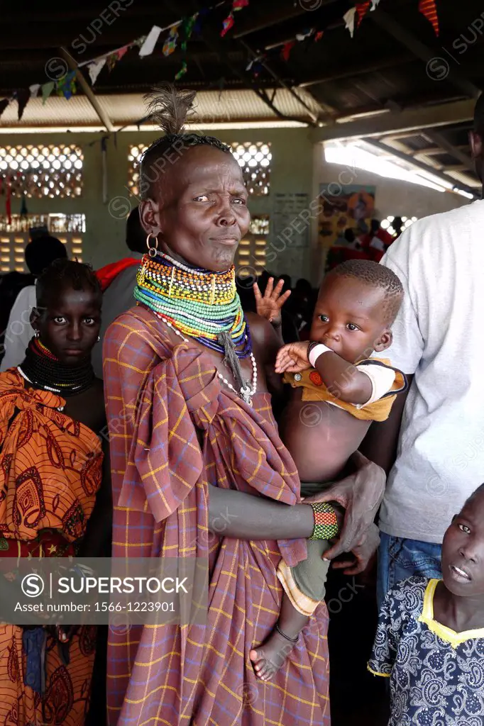 Kenya. Turkana woman and child. Lorugumu, Turkana