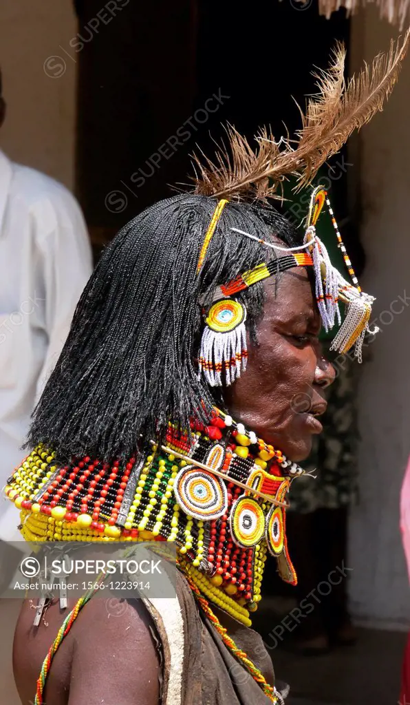 Kenya. Turkana tribeswoman, Lorugumu, Turkana.