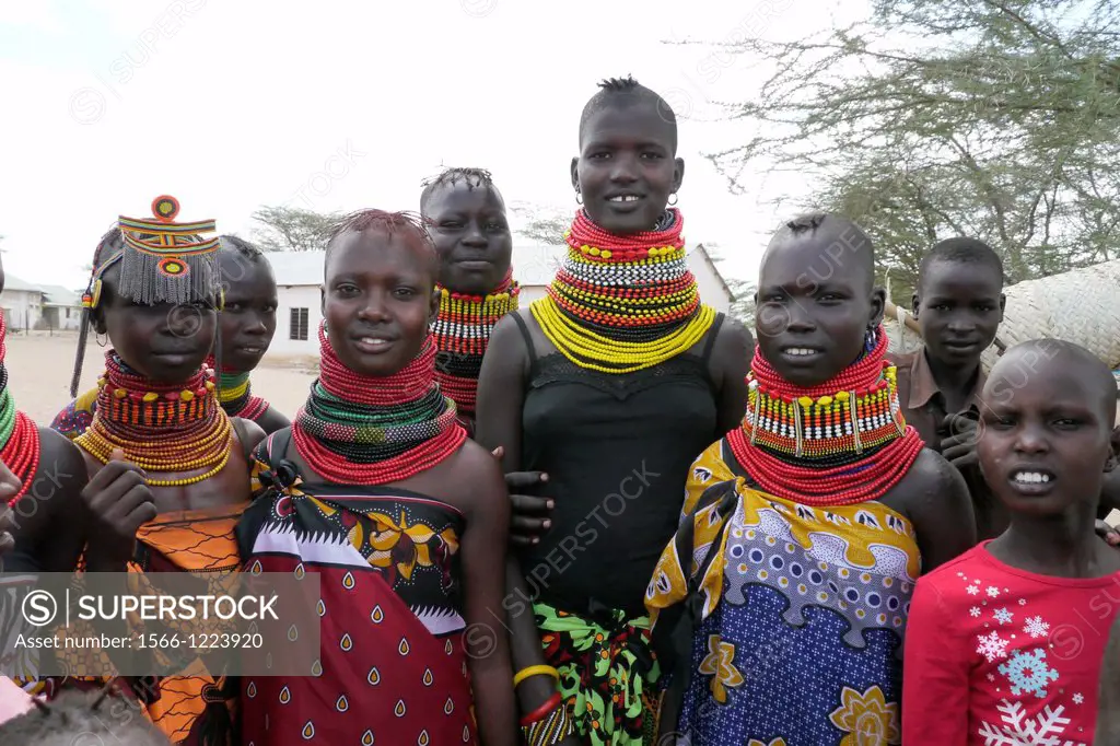 Kenya. Young Turkana tribal beauties of Lorugumu, Turkana.