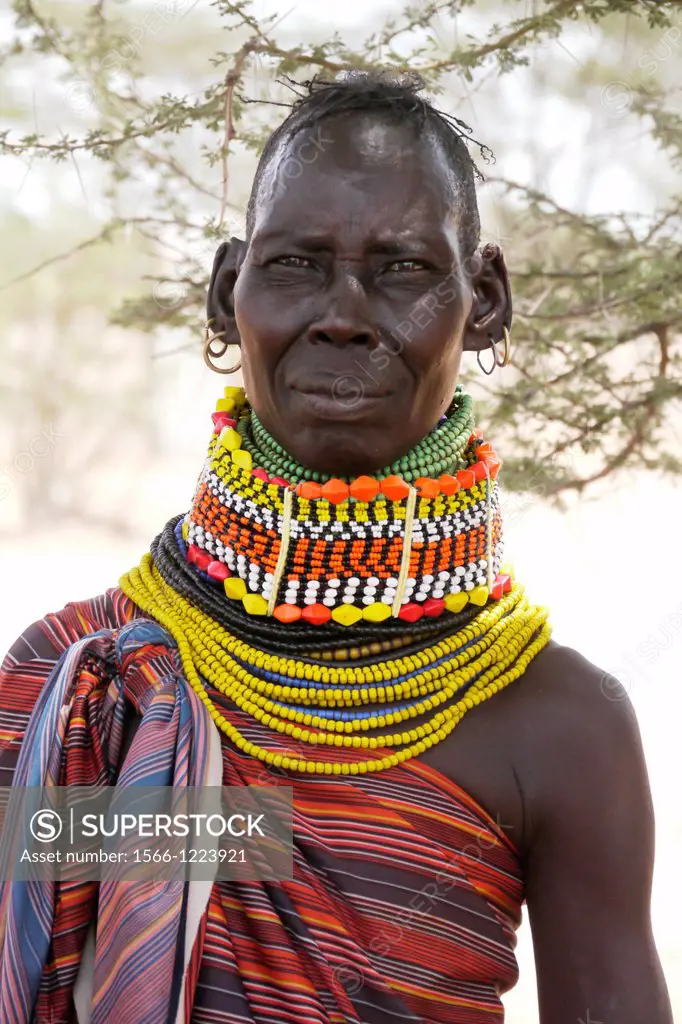Kenya. Older Turkana tribe beauty of Lorugumu, Turkana.