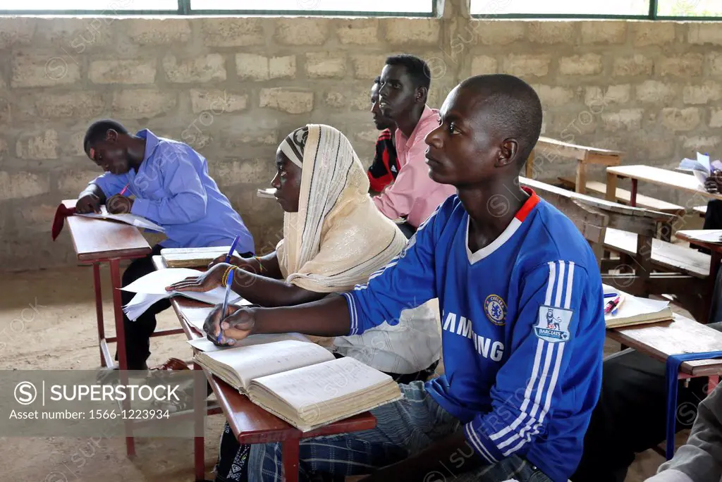 Kenya. At Don Bosco´s school for vocational training, Kakuma refugee camp, Turkana. Students at an English class.