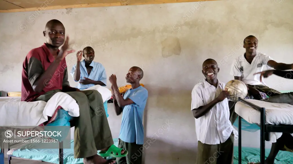 Kenya. Pwani Secondary School for the Deaf in Kalifi. The students are talking in sign language.