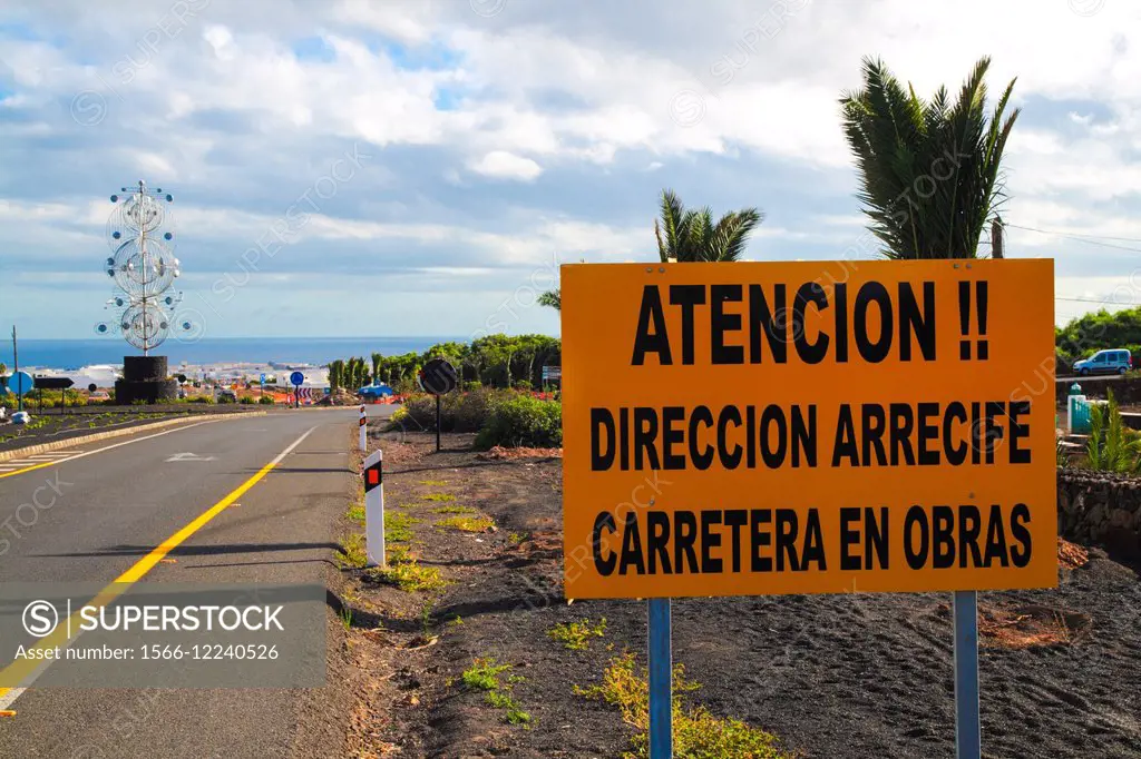 public works at the Tahiche-Arrecife road. Lanzarote island