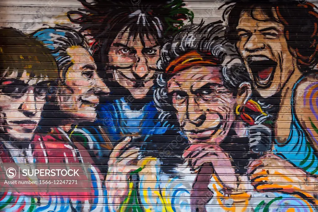 The Rolling Stones painted on a door in Porta Ticinese, Milan.
