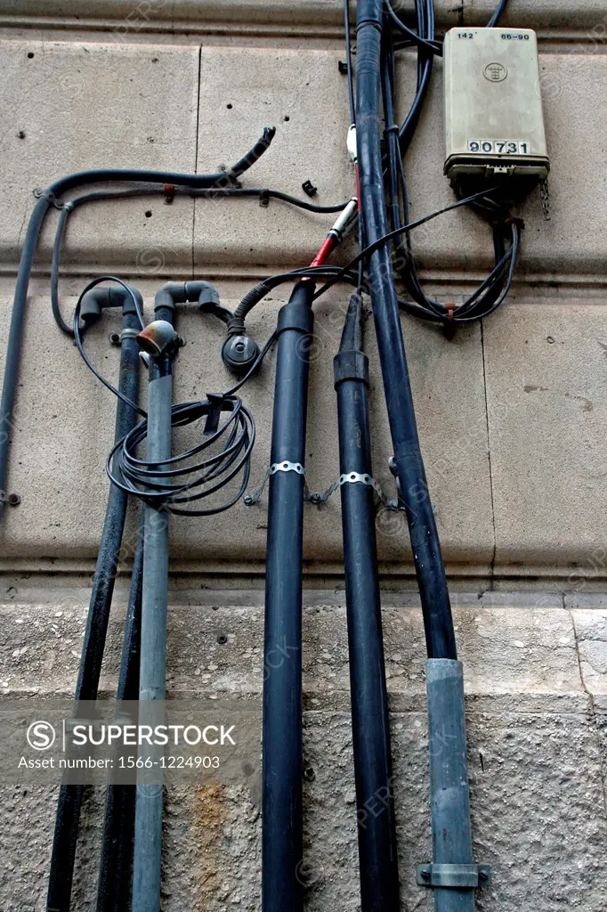 telephony box, electric cables, Barcelona, Catalonia, Spain 