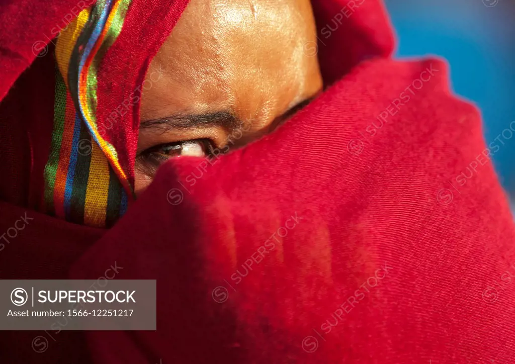 Sudanese Woman Hiding Her Face Under A Veil, Khartoum, Sudan
