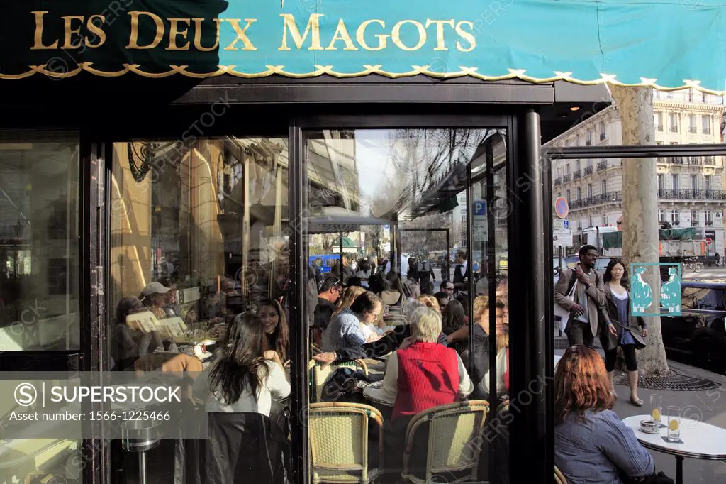 Cafe Deux Magots in Saint-Germain-des-Pres  Paris  France.