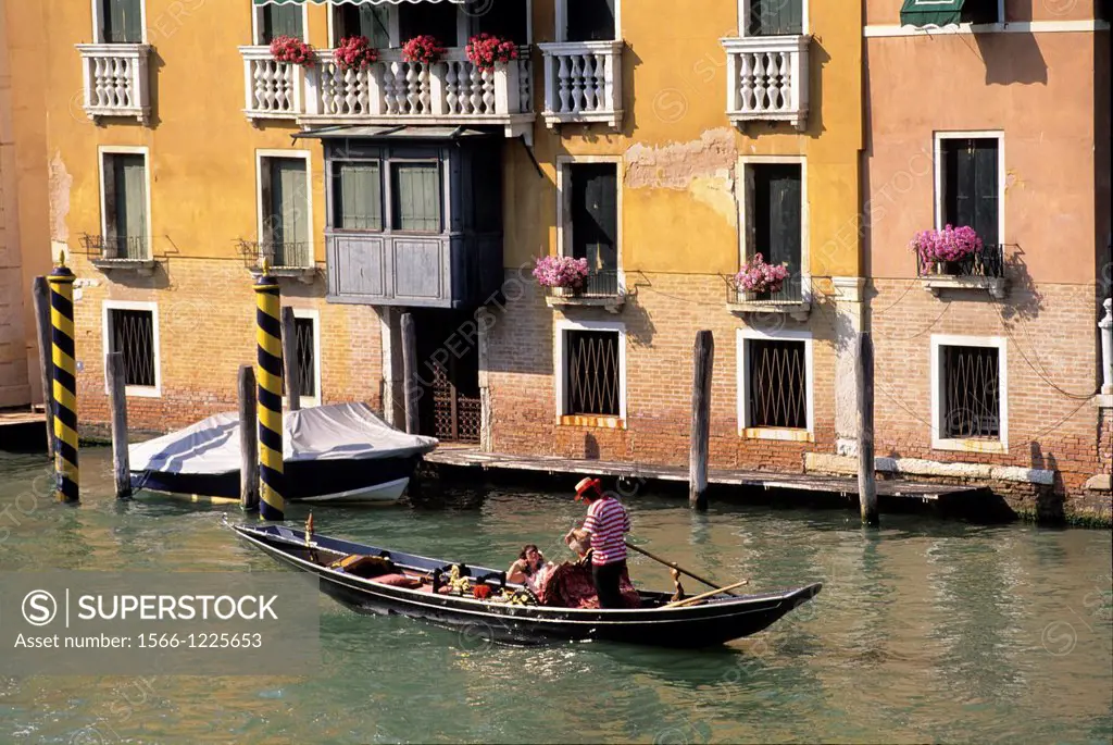 gondola on the Grand Canal, Venice, Veneto region, Italy, Europe