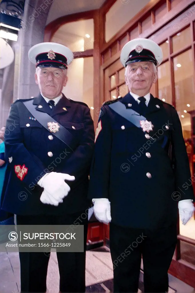UNITED KINGDOM LONDON  PRESTIGE OF THE UNIFORM  TWO COMMISSIONNAIRES ON DUTY