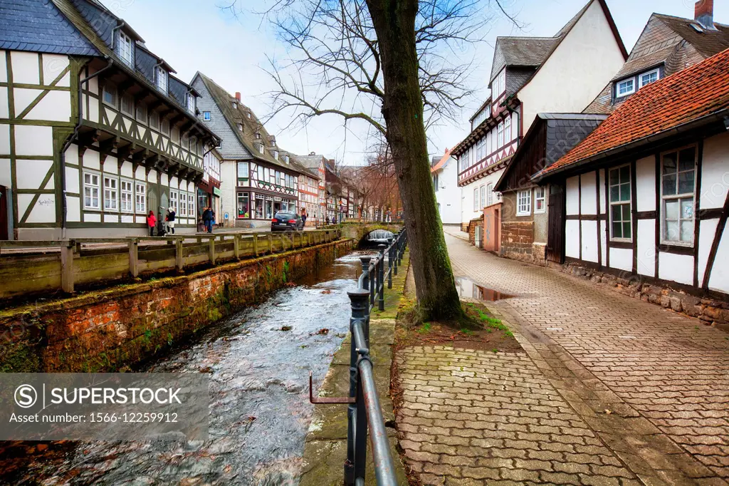 Half-timbered houses in the historic town centre, Goslar, Harz, Lower Saxony, Germany, Europe