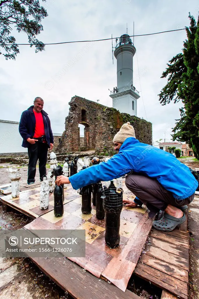 Game of chess in Colonia del Sacramento, UruguayStaff aboard the Lindblad Expeditions ship National Geographic Explorer Shown here is National Geograp...