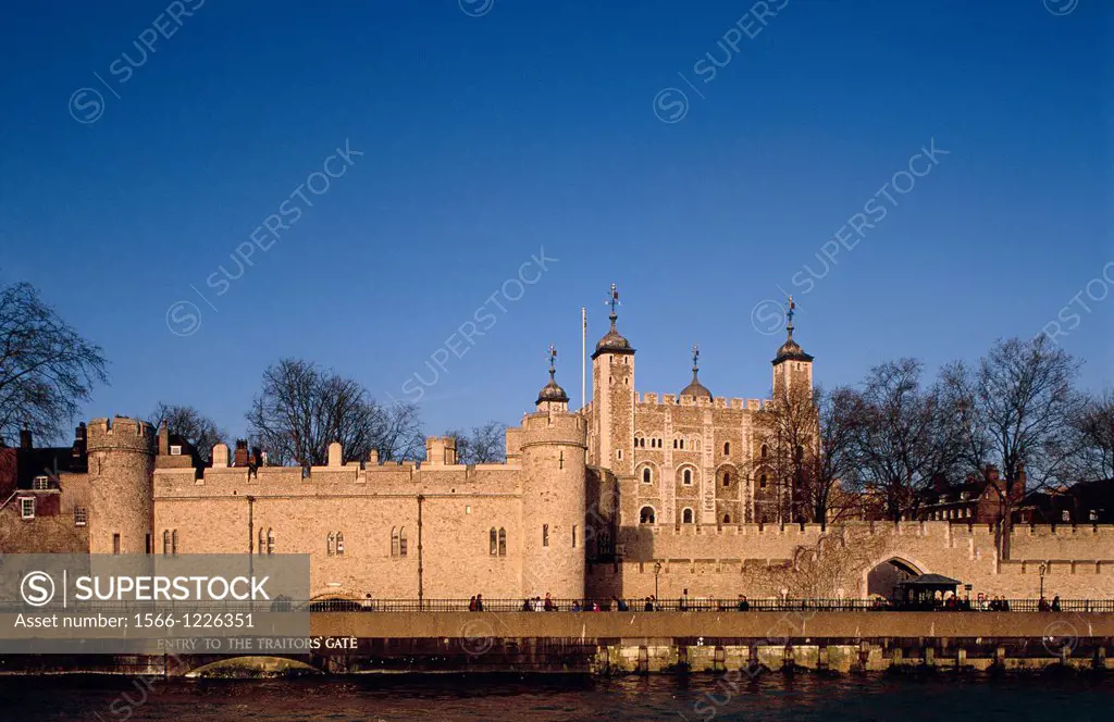 Tower of London as seen from River Thames, London, England, UK