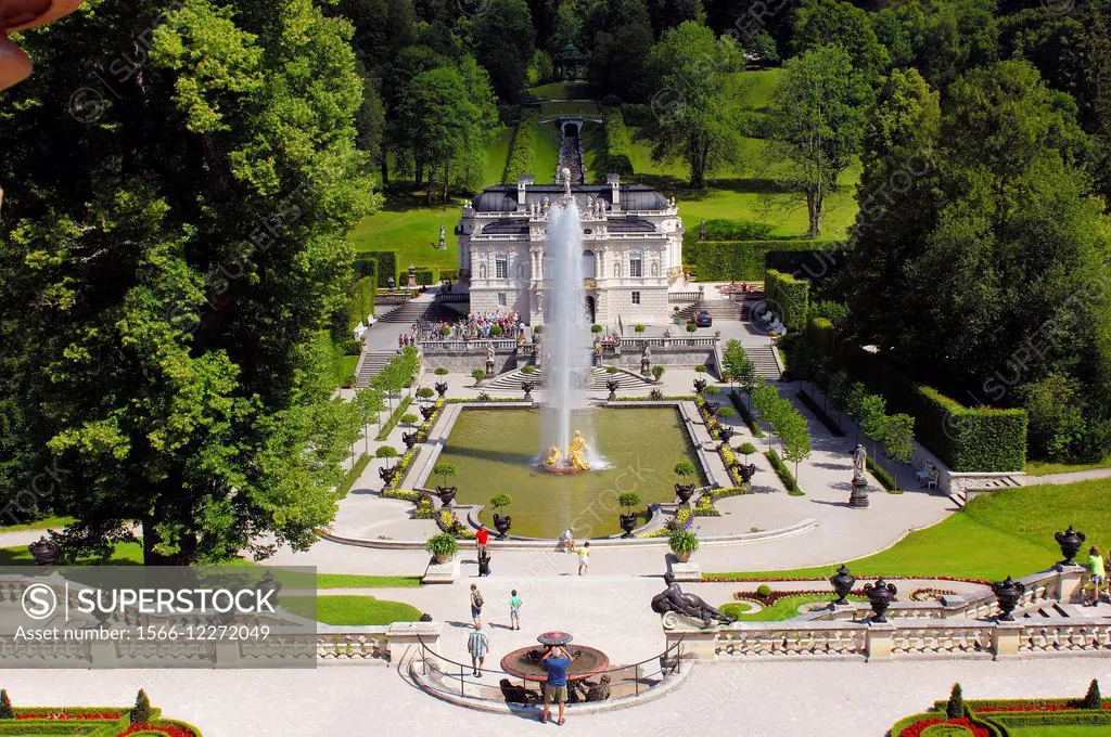 Linderhof, Linderhof Castle, Linderhof Palace, Schloss Linderhof, Upper Bavaria, Bavaria, Germany, Europe.
