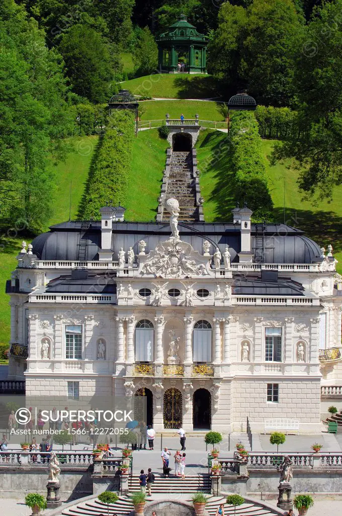 Linderhof, Linderhof Castle, Linderhof Palace, Schloss Linderhof, Upper Bavaria, Bavaria, Germany, Europe.
