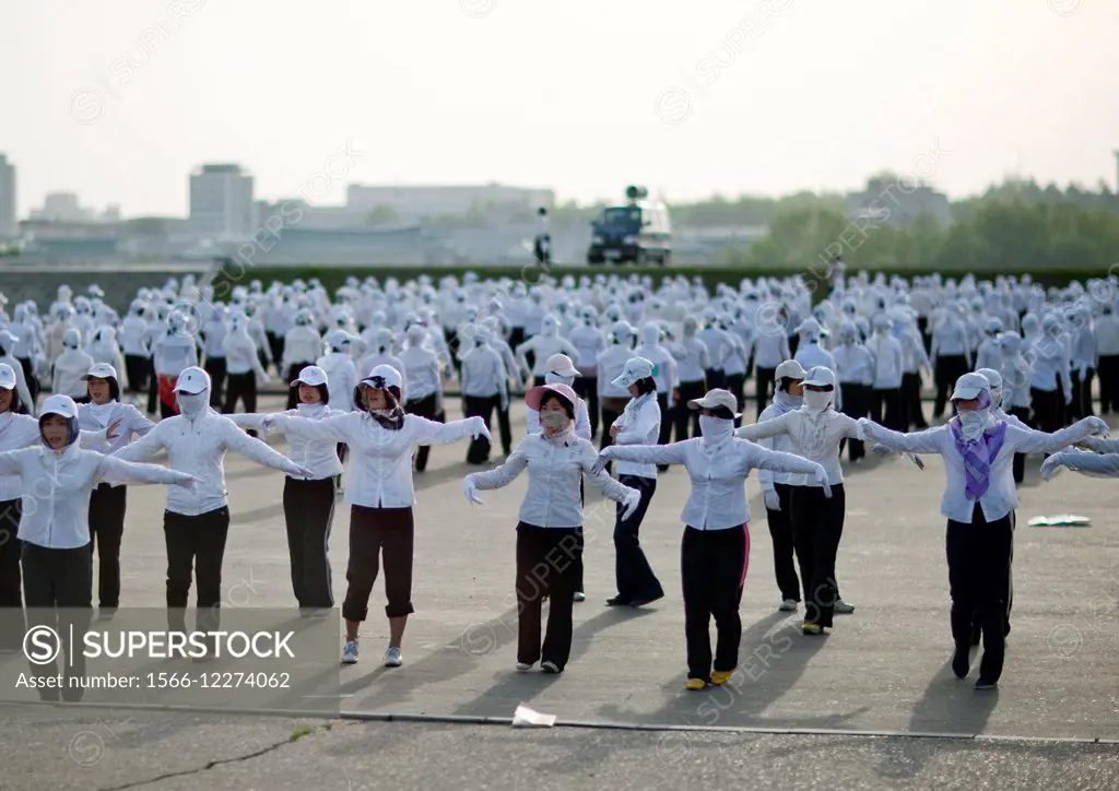 Repetition Of Mass Games In The Street, Pyongyang, North Korea