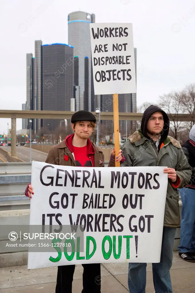 Detroit, Michigan - Auto workers rallied outside the North American International Auto Show, protesting declining wages and working conditions in the ...
