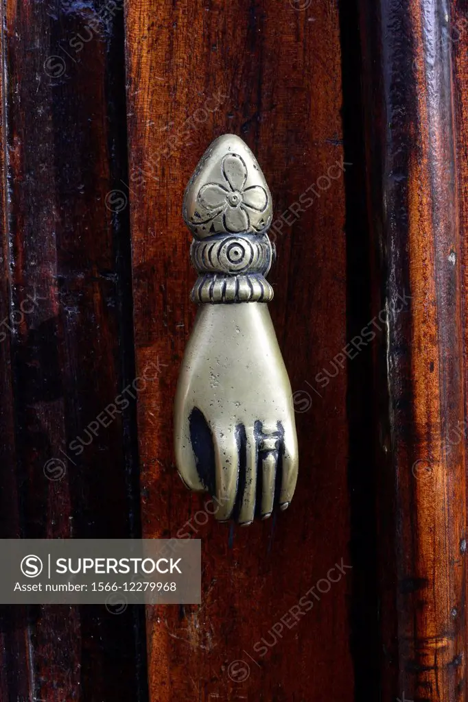 Door handle, Antigua, Guatemala, Central America.