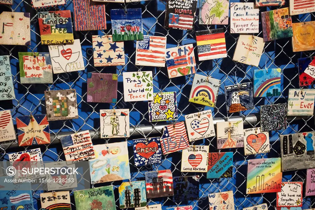 An exhibit of the tiles memorializing the World Trade Center victims, formerly on the corner of Seventh Ave S and Greenwich Avenue opens in the Jeffer...