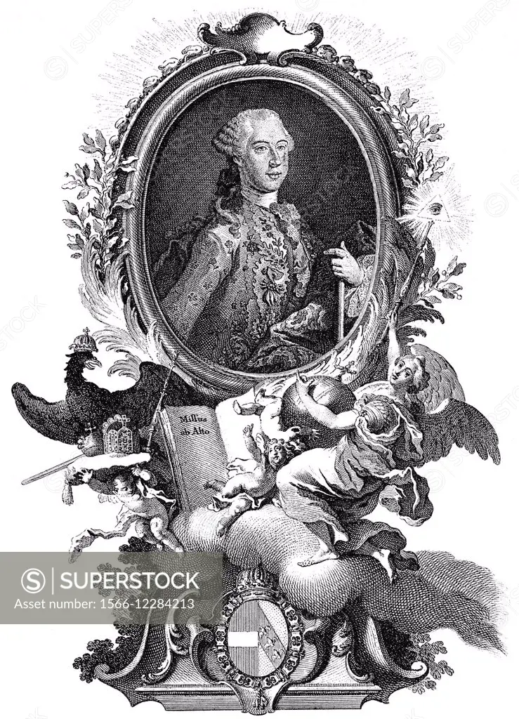 Joseph II, or Joseph Benedikt Anton Michael Adam, 1741 - 1790, Holy Roman Emperor and ruler of the Habsburg lands, Joseph II.,.