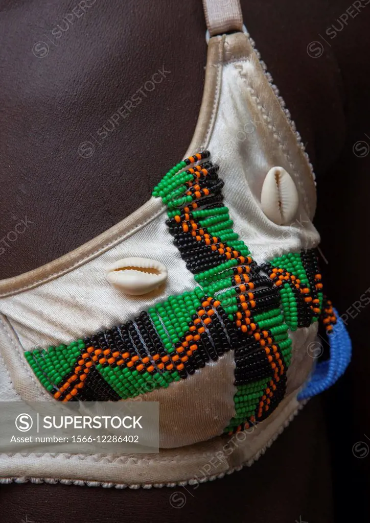 Woman Bra From Anuak Tribe In Traditional Clothing, Gambela, Ethiopia.