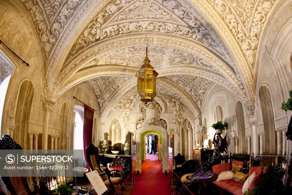 Arab lounge of the Pena Palace in Sintra  Sintra, Lisbon, Portugal, Europe