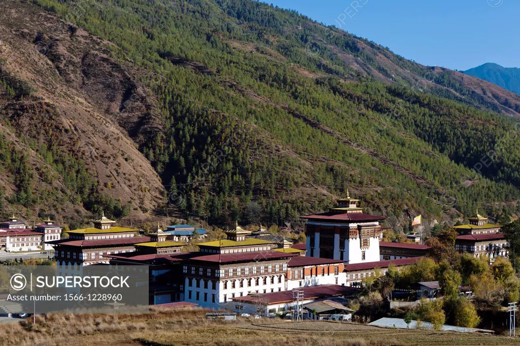 Thimphu Dzong Trashichodzong, Thimphu, Bhutan, Asia.