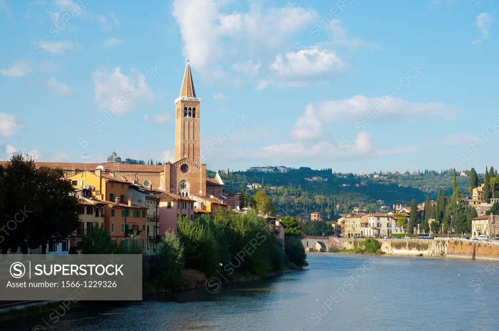 Sant´Anastasia church 1481 at riverside Adige central Verona city the Veneto region Italy Europe