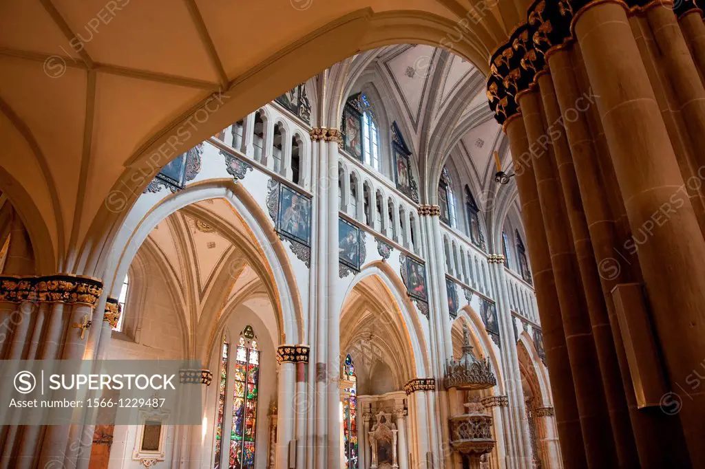 Interior of St Nicolas de Myre Cathedral, Fribourg, Switzerland, Europe