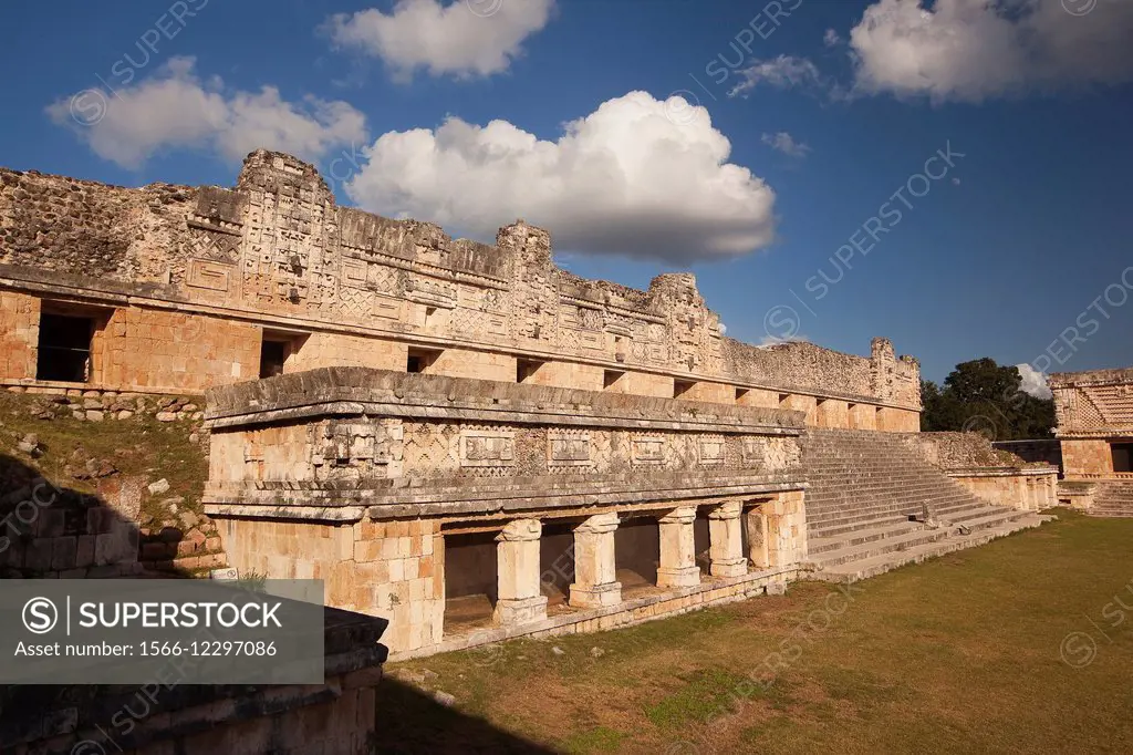 Quadrangle Of The Nuns in Uxmal Ruins, Prehispanic Mayan city of Uxmal Archaeological Site, Yucatan Province, Mexico, Central America.