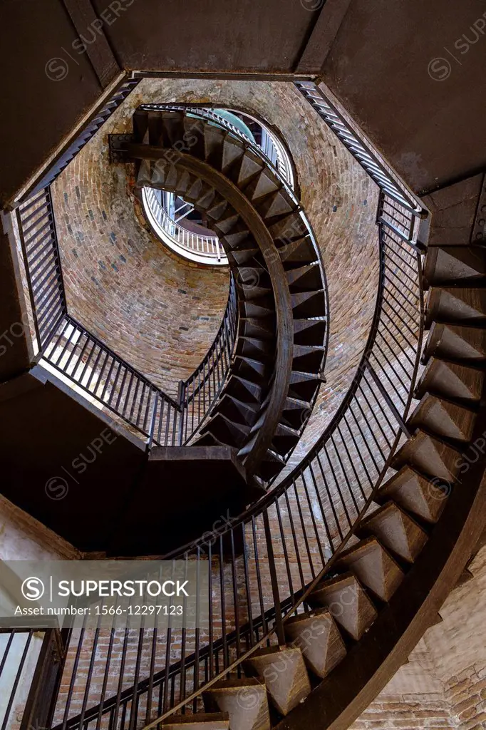 Stairs at Torre dei Lamberti tower in Verona, Italy.