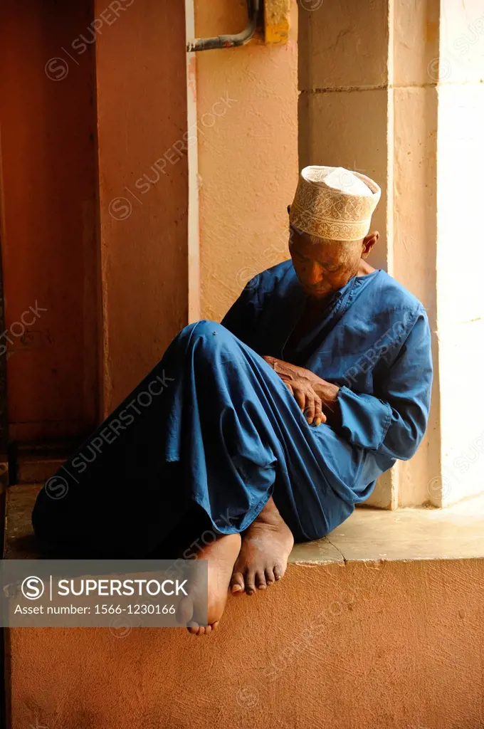 Old man asleep, Muttrah Souk, Muscat, Oman
