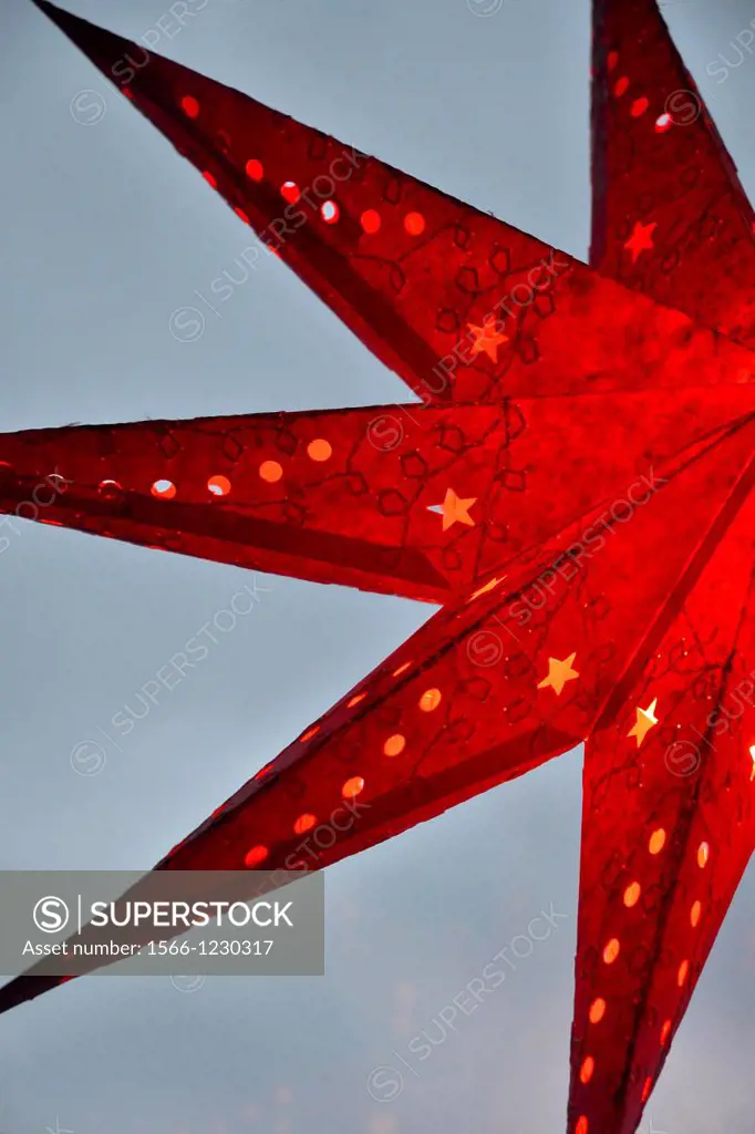Red paper Christmas window decoration