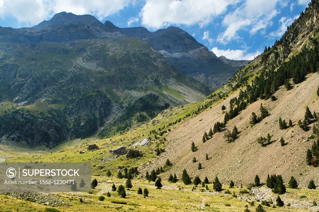 Landscape of Barrosa valley, a typical glacier valley of aragonese Pyrenees  Huesca  Spain