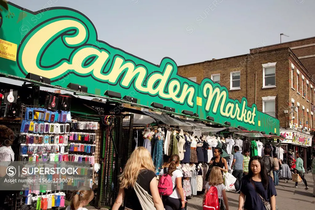 Camden Market Sign on Camden High Street, London, England, UK