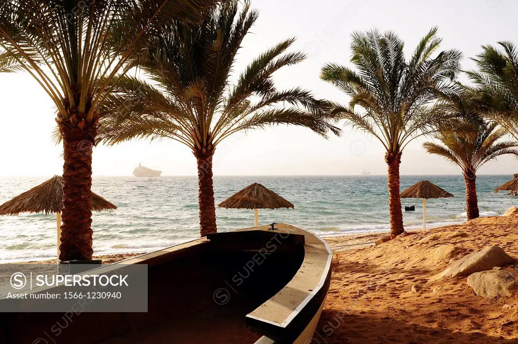 Beach of Aqaba, Red Sea, Jordan, Middle East.