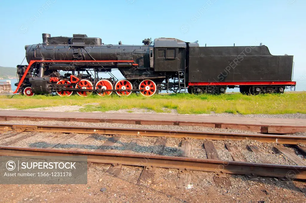 old engine, Circum-Baikal Railway, Lake Baikal, Irkutsk region, settlement Baikal, Siberia, Russian Federation