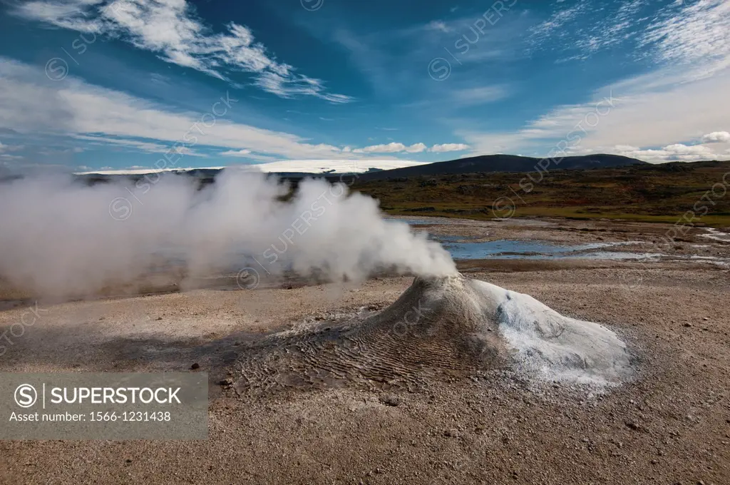 Iceland, Geothermal steam vents at Hveravellir Nature Reserve on Kjolur Highland route