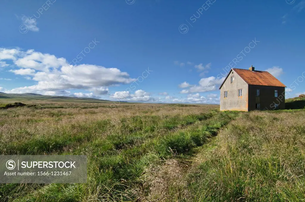 tradtional farmhouse along the fjords of northeastern Iceland