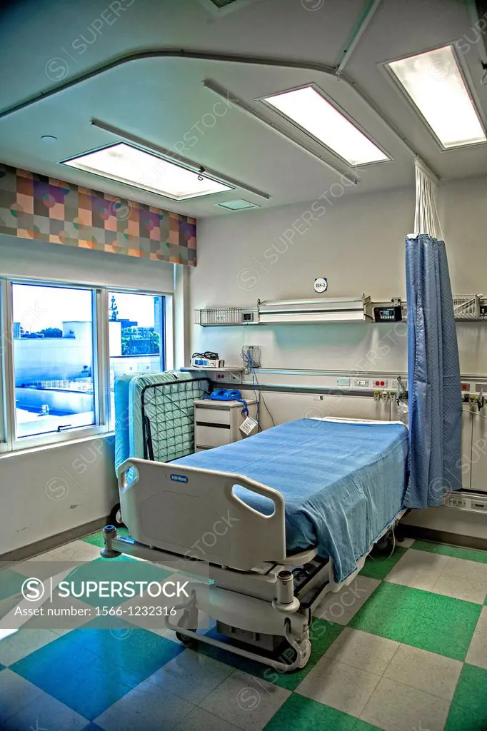 An empty room stands ready for a patient at a hospital in Orange, CA