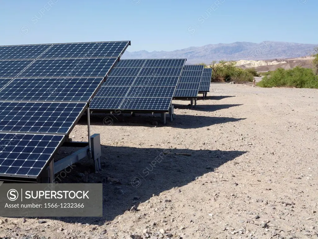 Solar panels in the immediate vicinity of the Furnace Creek Visitor Center in the Death Valley  Death Valley National Park, California, USA