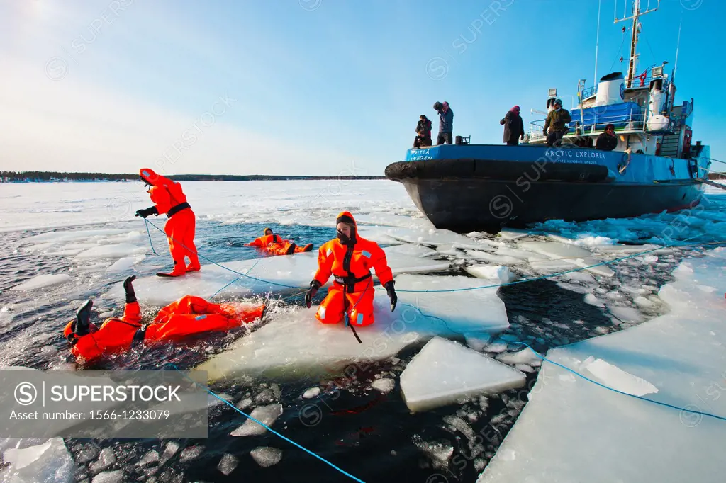 Tourist trip  Artic Explorer Icebreaker  Icebreaking adventrure  Pite Havsbad  Pitea  Near Skelleftea  Sweden.