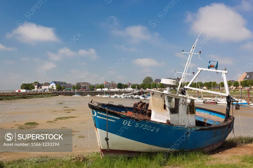 France, Picardy Region, Somme Department, Le Crotoy, Somme Bay resort town, fishing boats